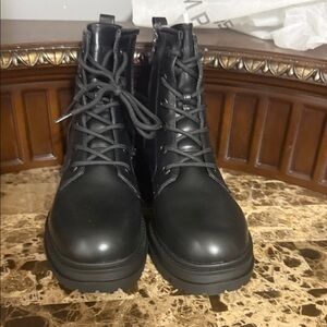 Dream Paris Black Lace-Up Combat Boots